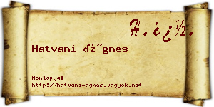 Hatvani Ágnes névjegykártya