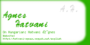 agnes hatvani business card